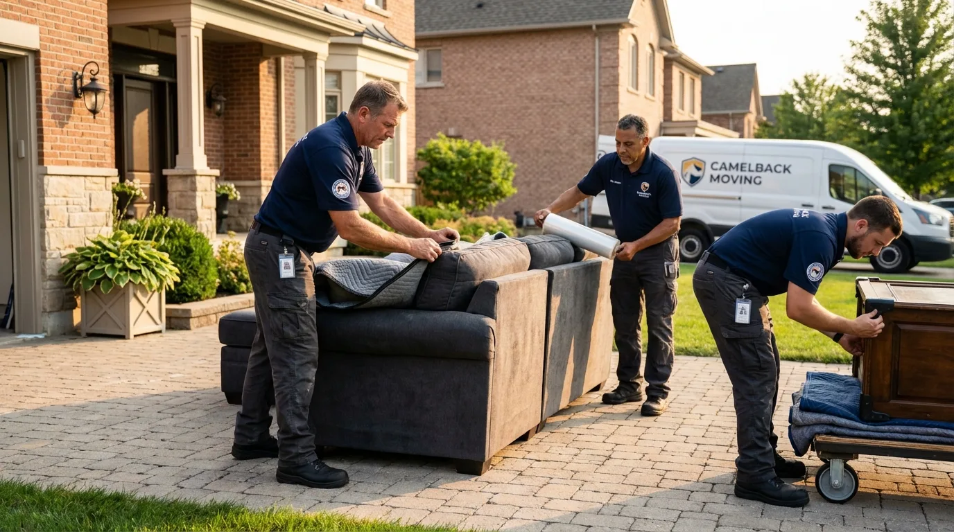 Large estate moving crew wrapping furniture in Oak Grove, LA